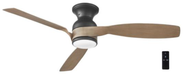 Recalled Hampton Bay Halwin 52-inch matte black ceiling fan with LED light and remote
