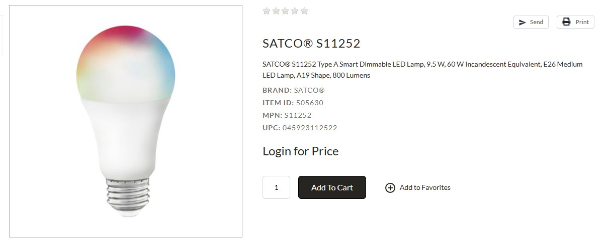 Revco LED lamp product listing showing the manufacturer part number and product specifications